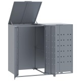 Depozitare cos gunoi cu roti 2 cosuri gri 138x79x117 cm otel