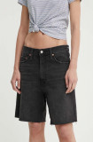 Levi&#039;s pantaloni scurti jeans BERMUDA SHORT femei, culoarea negru, neted, high waist, A8720