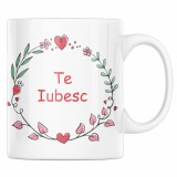 Cana alba personalizata &quot;Pentru mama sau sotie cu text de dragoste Te iubesc&quot;, INOVATIX&reg;. 330 ml