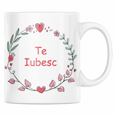 Cana alba personalizata &amp;quot;Pentru mama sau sotie cu text de dragoste Te iubesc&amp;quot;, INOVATIX&amp;reg;. 330 ml foto