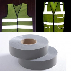 Banda reflectorizanta textila pentru imbracaminte de protectie, dimensiune 100m x 5cm, culoare Gri foto