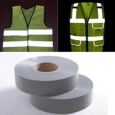 Banda reflectorizanta textila pentru imbracaminte de protectie, dimensiune 100m x 5cm, culoare Gri FAVLine Selection foto