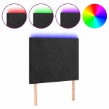 Cumpara ieftin Tablie de pat cu LED, negru, 80x5x118/128 cm, catifea