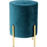 Taburet rotund, tapitat cu stofa, picioare otel, sarcina 100kg, 28x42cm, verde marin Household NewTrend