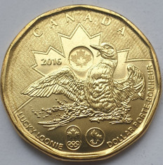 Moneda 1 Dollar 2016 Canada, Lucky Loonie, unc, km#2089, Rio 2016 foto