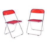 Klappstuhl Pornainen 2er Set Rot, transparent [en.casa]