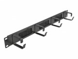 Organizator cabluri 19" 1U pentru cabinet cu 4 inele + perii Negru, Delock 66489