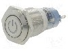 Intrerupator anti-vandalism, ON-ON, &Oslash;16mm, ONPOW - LAS2GQF-11ZDT/Y/12V/S