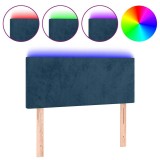 Cumpara ieftin Tablie de pat cu LED, albastru inchis, 90x5x78/88 cm, catifea