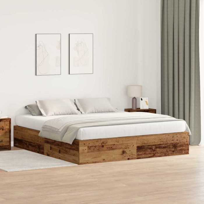 vidaXL Cadru de pat cu depozitare din lemn vechi 200x200 cm
