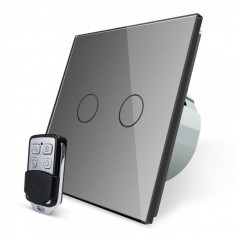 Intrerupator LIVOLO cu touch dublu wireless telecomanda inclusa gri, VL-C7-C2/702R-15 foto