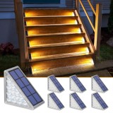 Cumpara ieftin Lumini solare pentru trepte NIORSUN, set 6 buc, alb cald 3000K, IP67, auto on/off, 13 LED-uri, ABS