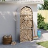 vidaXL Suport Bușteni Argintiu 80x45x190cm Oțel Galvanizat - Depozitare Lemne Foc Semineu Exterior Interior