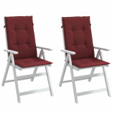 vidaXL Perne scaun cu spătar &icirc;nalt, 2 buc. roșu vin 120x50x4 cm textil