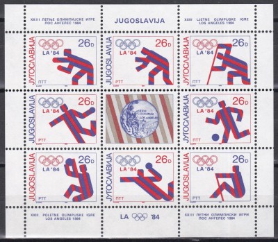 Iugoslavia 1984 - C&amp;acirc;știgătorii medaliilor iugoslave la Jocurile Olimpice - Los Angeles, Bloc, MNH foto