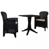 Set mobilier de bistro, 3 piese, antracit, plastic ratan