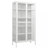 Vitrina, alb, 90x40x180 cm, otel si sticla securizata
