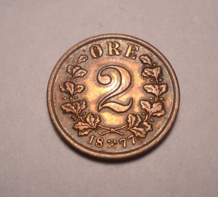 Norvegia 2 Ore 1877 Frumoasa