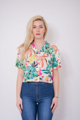 Camasa cu maneca scurta cu imprimeu floral Pull&amp;amp;Bear foto