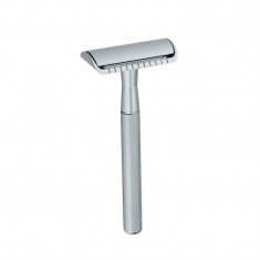 Aparat de ras Classic Safety Razor Techstar? SR1, Aliaj de Zinc, Cu Lame De Rezerva, Reutilizabil, Ecologic, Argintiu foto