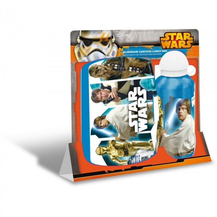 Set recipient apa Al 500ml si cutie pranz Star Wars bleu