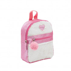 Rucsac Roz pentru copii, model Paiete cu glitter, 20x9x25 cm, ATU-089852