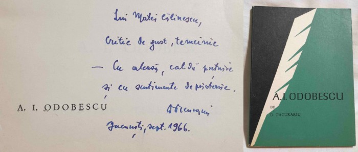 A.I. Odobescu - Carte cu dedicatie &amp; AUTOGRAF autor D. Pacurariu