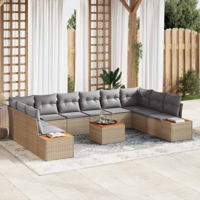 vidaXL Set de canapele pentru grădină 11 pcs bej și gri deschis foto