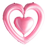 Balon Folie Inima Roz cu Suport, 100cm, Ropet - Valentine&#039;s Day, Aniversare, Petrecere