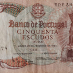 Bancnota Portugalia 50 escudos 1964