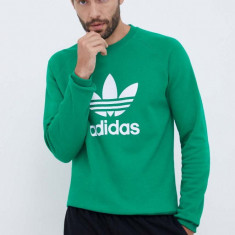 adidas Originals hanorac de bumbac barbati, culoarea verde, cu imprimeu