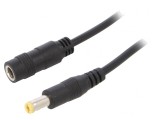 Cablu DC 5,5/2,1 mm Negru 2x0,5mm2 Mufă-Soclu Drept