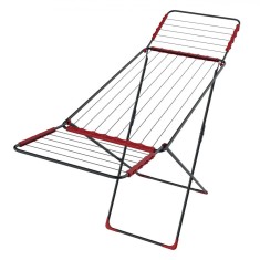 Uscător Rufe Metalic, 214x54x92 cm, Anticoroziune, Culoare Roșu, Lungime 18 m, Capace Anti-Alunecare