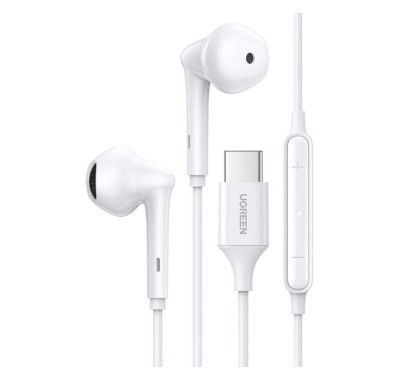 CASTI Ugreen, &amp;amp;quot;EP101&amp;amp;quot;, intraauriculare - butoni, pt smartphone, microfon pe fir, conectare prin USB Type-C, lungime cablu 1.2m, alb, &amp;amp;quot;6 foto