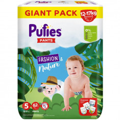 Scutece-chilotel Pufies Fashion&amp;Nature, Marimea 5 Junior, 12-17 kg, 62 buc, Giant pack