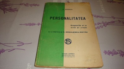 F Aderca - Personalitatea ( drepturile ei in arta si viata ) - 1922 foto