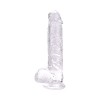 Realiste cu testicule - Loving Joy 23 cm Dildo cu Testicule Transparent Aspect Realist Membru cu Vene in Relief Ventuza de Suctiune