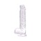 Realiste cu testicule - Loving Joy 23 cm Dildo cu Testicule Transparent Aspect Realist Membru cu Vene in Relief Ventuza de Suctiune