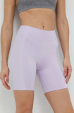 Cumpara ieftin Reebok pantaloni scurți de yoga femei, culoarea violet, neted, high waist