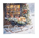 Tablou Craciun pictat manual pe canvas Silent Night II 60x3,5x60h