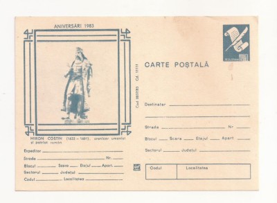 RF29 -Carte Postala- Aniversari, Miron Costin, necirculata 1983 foto