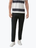 Pantaloni costum barbati din amestec de in si poliester cu croiala Slim fit, Negru, 46