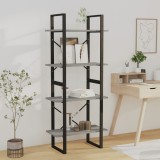 vidaXL Bibliotecă cu 4 niveluri gri sonoma 60x30x140 cm lemn compozit