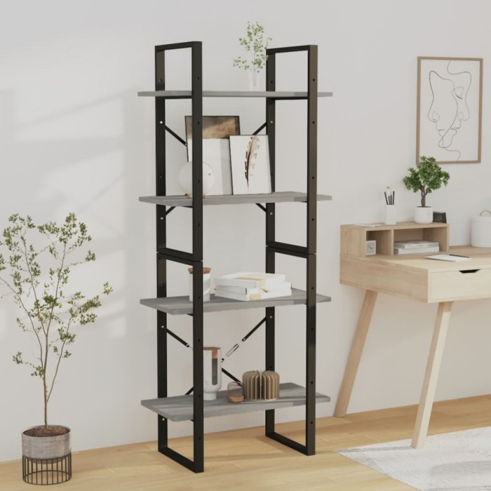 vidaXL Bibliotecă cu 4 niveluri gri sonoma 60x30x140 cm lemn compozit 821310