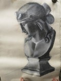 Grafica Studiu, carbune pe carton, format mare 70x100 cm, Portrete, Realism
