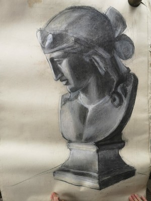 Grafica Studiu, carbune pe carton, format mare 70x100 cm foto