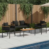 vidaXL Set de Mobilier pentru Exterior cu pernă 4 pcs Negru Ratan PE 42025225