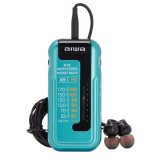 Radio portabil Aiwa R-22TQ, FM, Casti incluse, Turcoaz