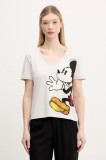 Desigual tricou din bumbac MICKEY JOKER femei, culoarea alb, 25SWTKAG