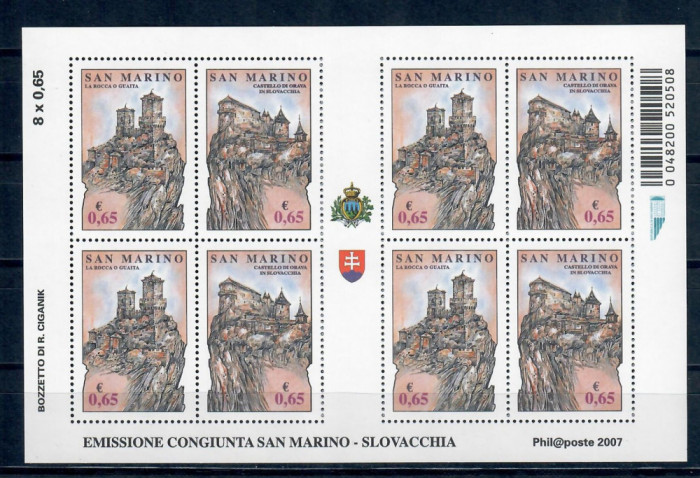 SAN MARINO 2007 CASTELE EMISIUNE COMUNA CU SLOVACIA